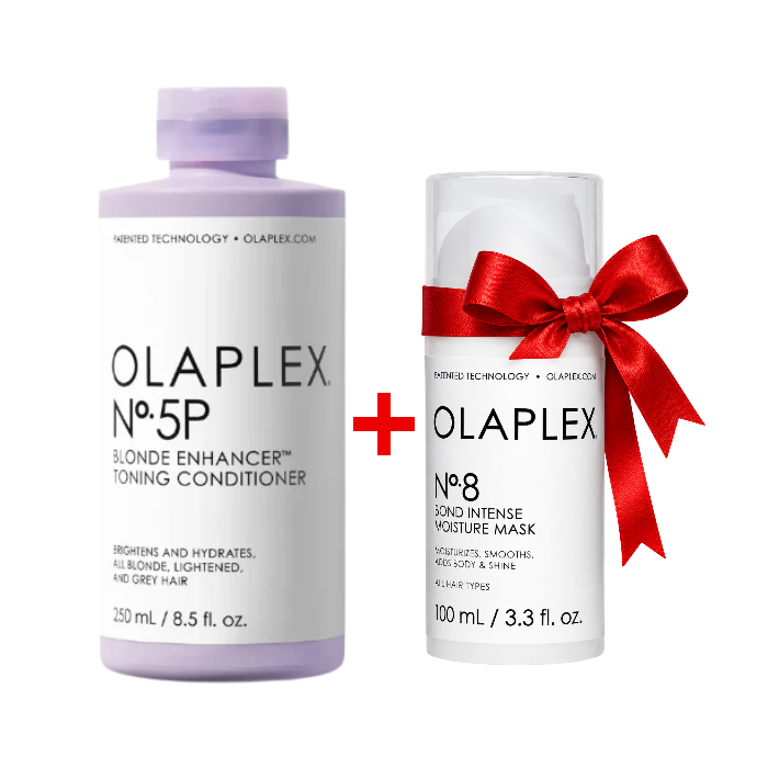 Duo OLAPLEX N°5P Après-Shampooing Violet Tonifiant 250 ml + Masque N°8 Offert