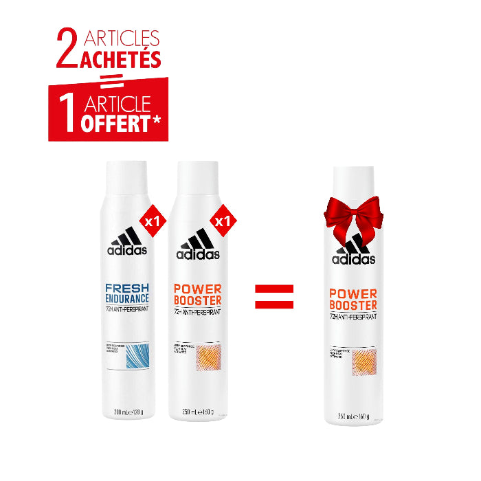 Pack Déodorants Femme Adidas 72H – Fresh Endurance 200ml & Power Booster 250ml – 2 Achetés = 1 Offert (Copy)