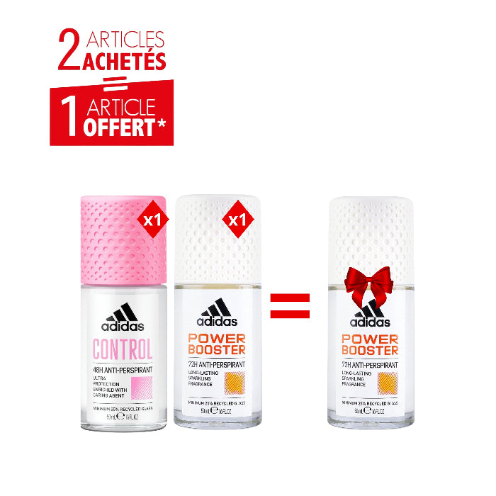 Pack Déodorants Femme Adidas Roll-On 50ml – Control 48H & Power Booster 72H – 2 Achetés = 1 Offert
