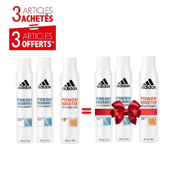 Pack Déodorants Femme Adidas 72H 150ml – Fresh Endurance & Power Booster – 3 Achetés = 3 Offerts