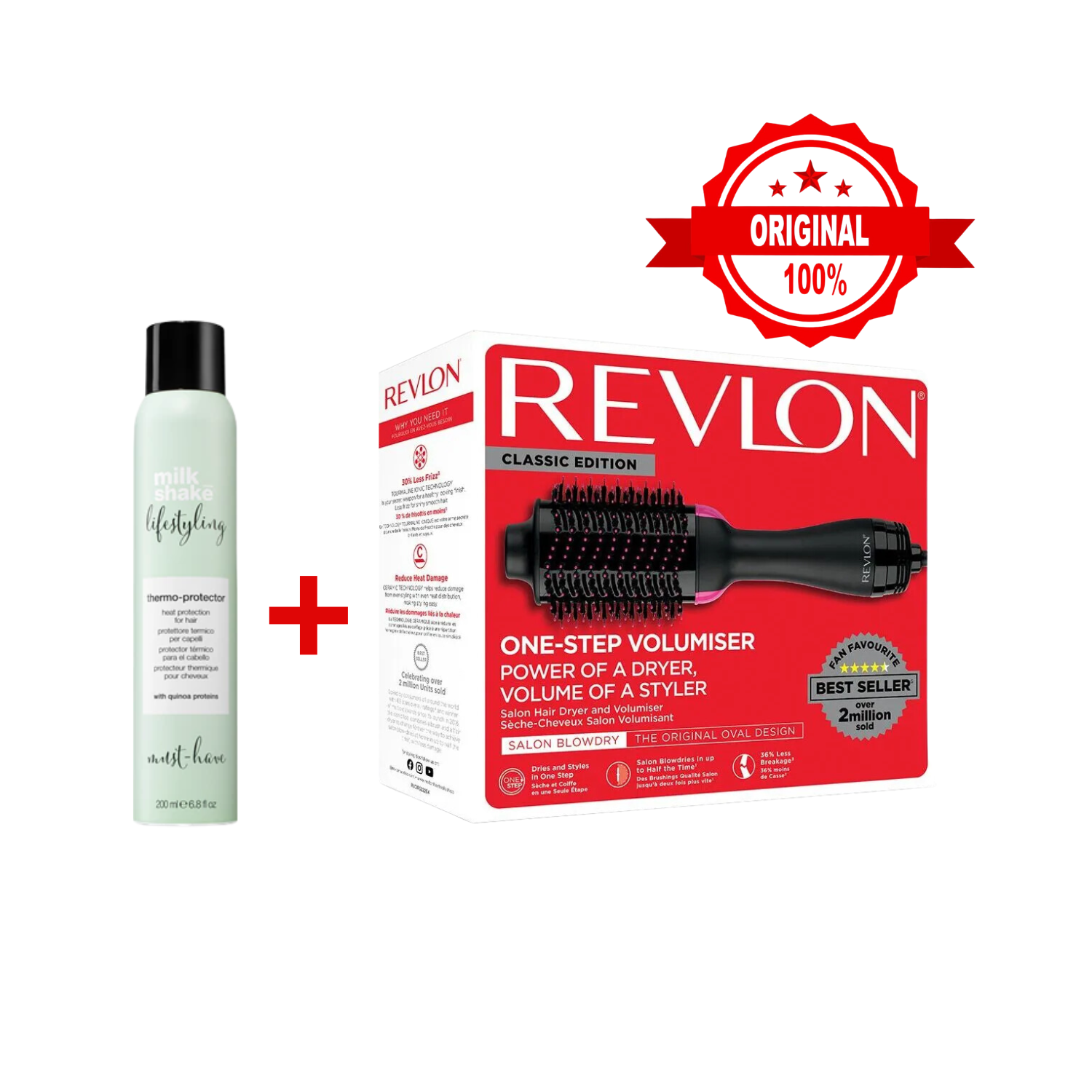 Duo Brosse Revlon + Protecteur thermique de Mikshake hair