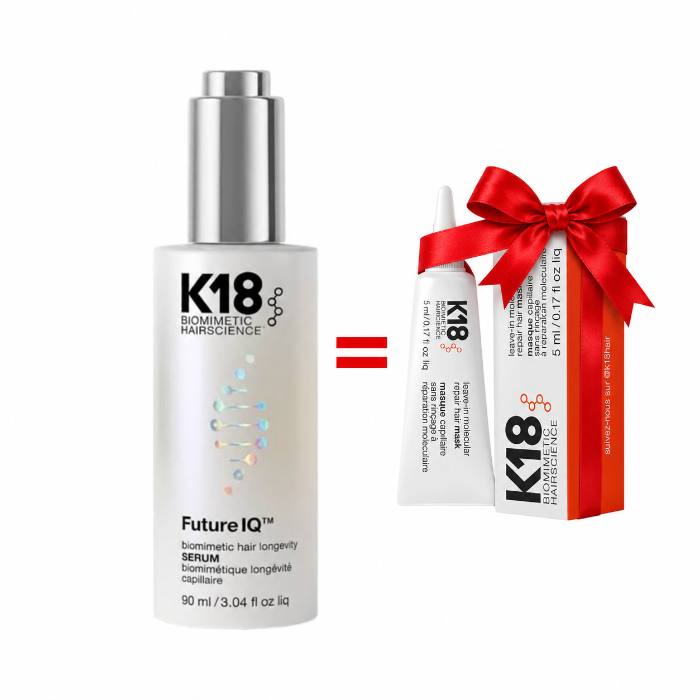 Duo K18 – Sérum Longévité Capillaire FutureIQ 90 ml + Mini Masque Réparateur 5 ml Offert
