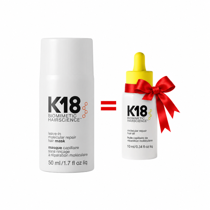 Duo K18 – Masque Capillaire Réparateur + Mini Huile Réparatrice 10 ml Offerte