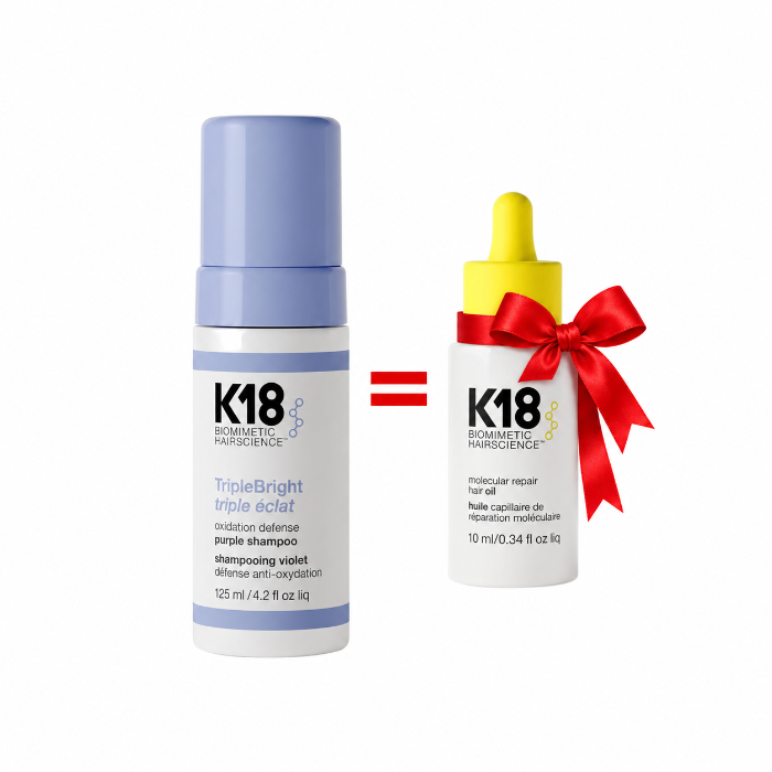 Duo K18 – Shampooing Violet Éclat 125 ml + Mini Huile Réparatrice 10 ml Offerte