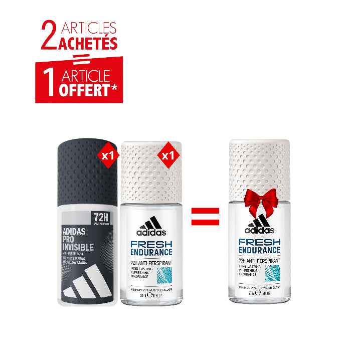 Pack Déodorants Homme Adidas 72H 50ml – Pro Invisible & Fresh Endurance – 2 Achetés = 1 Offert