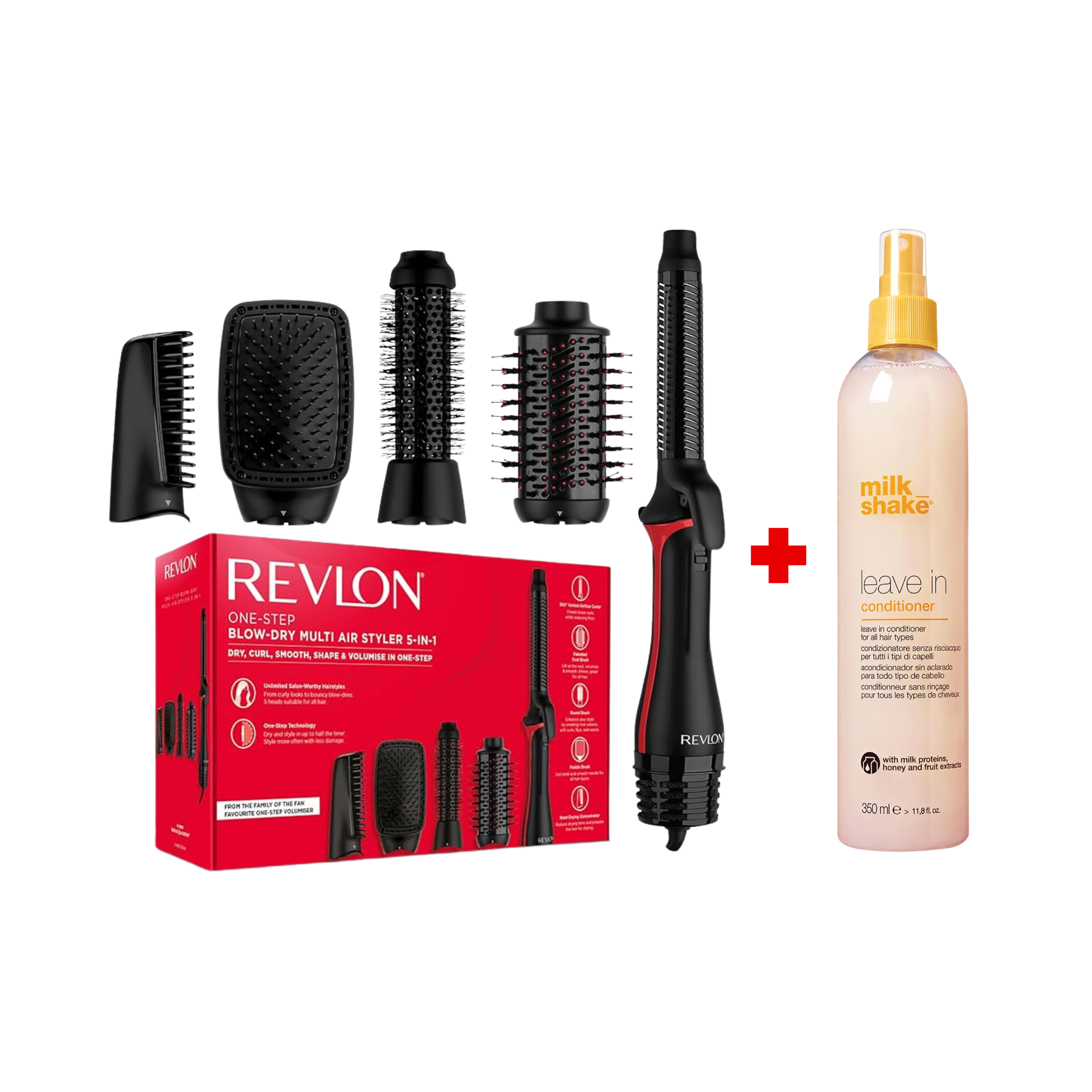 Duo Brosse Revlon 5-in-1 + Spray Sans Rinçage Milk_Shake Hair Leave-In